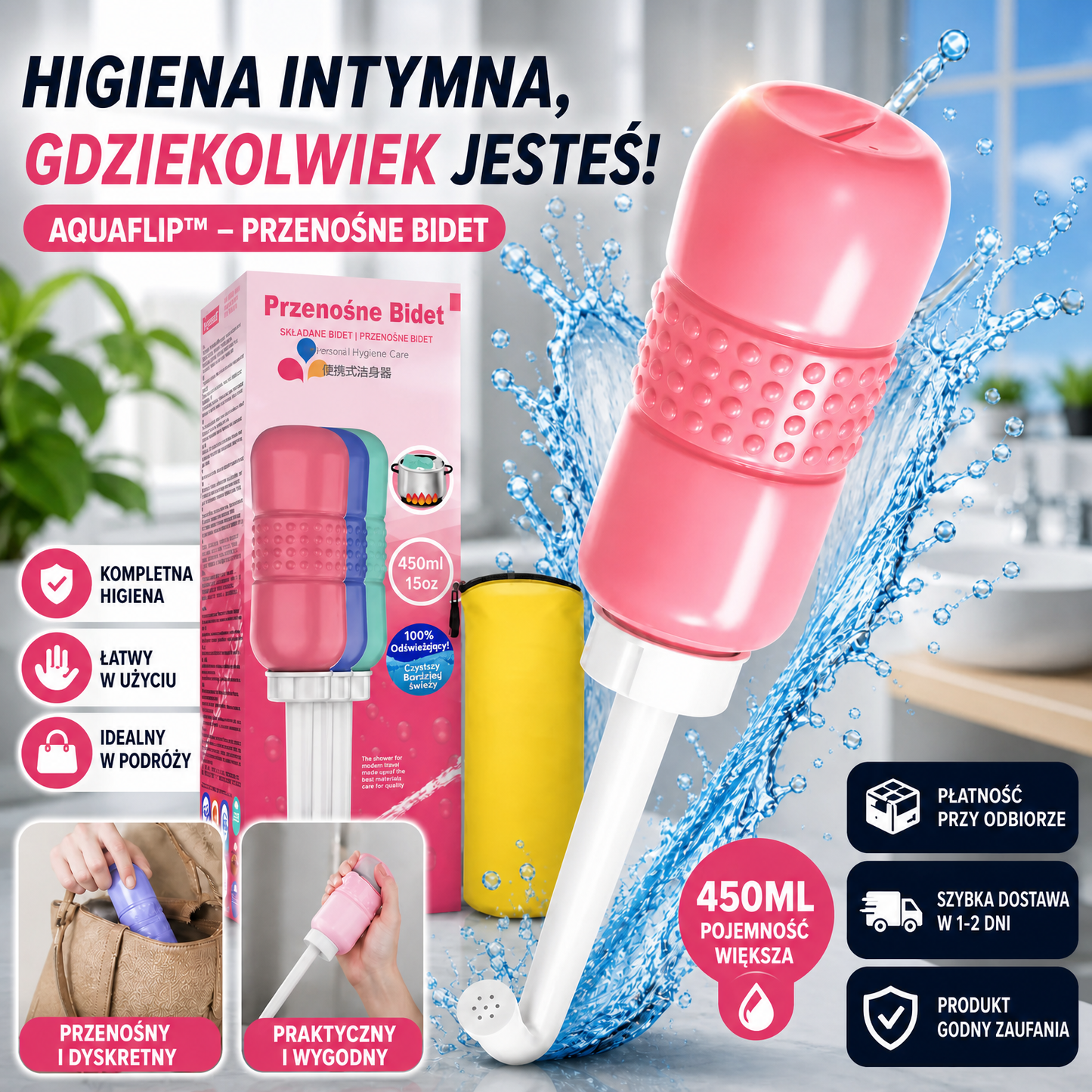AquaFlip™ – Przenośny Bidet